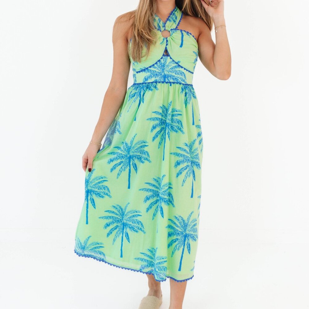 NWOT J. Marie Isla Ric Rac Cross Midi Dress